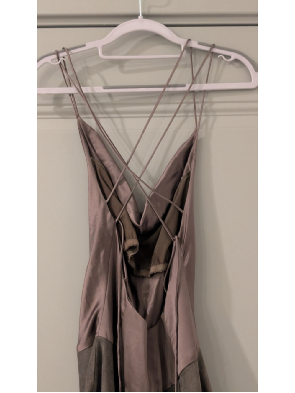 Nicole Miller Collection Silk Leather Strappy Back Maxi Evening Gown Size 6 - Picture 6 of 15